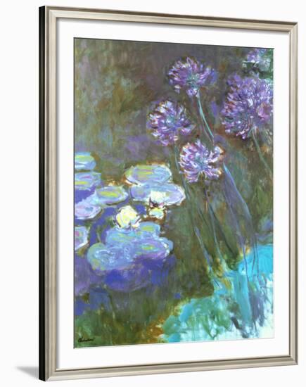 Water Lilies and Agapanthus-Claude Monet-Framed Art Print