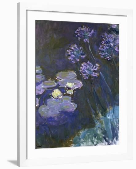 Water Lilies and Agapanthus-Claude Monet-Framed Giclee Print