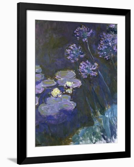 Water Lilies and Agapanthus-Claude Monet-Framed Giclee Print