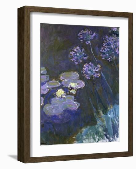 Water Lilies and Agapanthus-Claude Monet-Framed Giclee Print