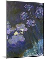 Water Lilies and Agapanthus-Claude Monet-Mounted Giclee Print