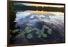 Water Lilies and Cloud Reflection on Lang Pond, Northern Forest, Maine-Jerry & Marcy Monkman-Framed Photographic Print