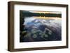 Water Lilies and Cloud Reflection on Lang Pond, Northern Forest, Maine-Jerry & Marcy Monkman-Framed Photographic Print