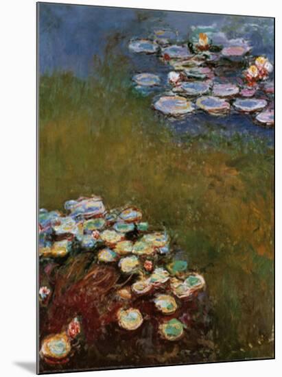 Water Lilies, Harmony in Blue-Claude Monet-Mounted Art Print