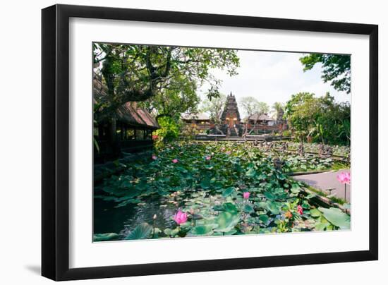 Water Lilies in a Pond at the Pura Taman Saraswati Temple, Ubud, Bali, Indonesia-null-Framed Photographic Print