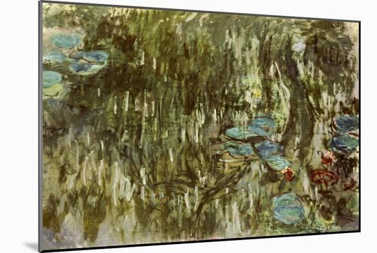 Water Lilies, Reflected Willow, circa 1920-Claude Monet-Mounted Premium Giclee Print