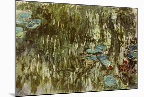 Water Lilies, Reflected Willow, circa 1920-Claude Monet-Mounted Giclee Print