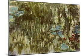 Water Lilies, Reflected Willow, circa 1920-Claude Monet-Mounted Giclee Print