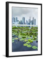Water Lily Garden by the Artscience Museum with City Skyline Beyond, Marina Bay, Singapore-Fraser Hall-Framed Photographic Print