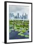 Water Lily Garden by the Artscience Museum with City Skyline Beyond, Marina Bay, Singapore-Fraser Hall-Framed Photographic Print