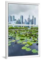 Water Lily Garden by the Artscience Museum with City Skyline Beyond, Marina Bay, Singapore-Fraser Hall-Framed Premium Photographic Print