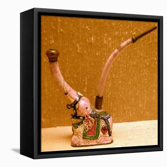 Water Pipe Shaped as an Elephant (Earthenware)-Chinese-Framed Stretched Canvas