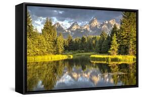 Water Reflection of the Teton Range-Richard Maschmeyer-Framed Stretched Canvas