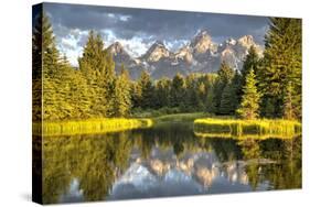 Water Reflection of the Teton Range-Richard Maschmeyer-Stretched Canvas