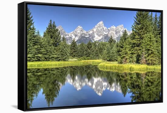 Water Reflection of the Teton Range-Richard Maschmeyer-Framed Stretched Canvas