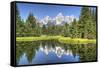 Water Reflection of the Teton Range-Richard Maschmeyer-Framed Stretched Canvas