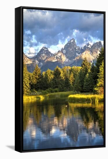 Water Reflection of the Teton Range-Richard Maschmeyer-Framed Stretched Canvas