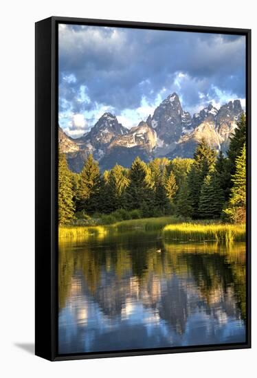 Water Reflection of the Teton Range-Richard Maschmeyer-Framed Stretched Canvas