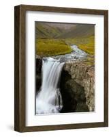 Water Running from Glacier and Waterfall, Iceland-Tom Norring-Framed Photographic Print