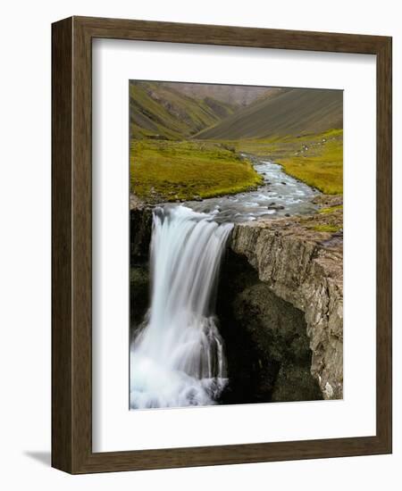 Water Running from Glacier and Waterfall, Iceland-Tom Norring-Framed Photographic Print