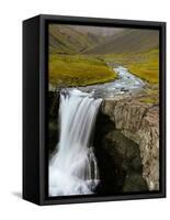 Water Running from Glacier and Waterfall, Iceland-Tom Norring-Framed Stretched Canvas