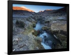 Water Runs from a Geyser Field in Sajama National Park at Sunrise-Alex Saberi-Framed Photographic Print