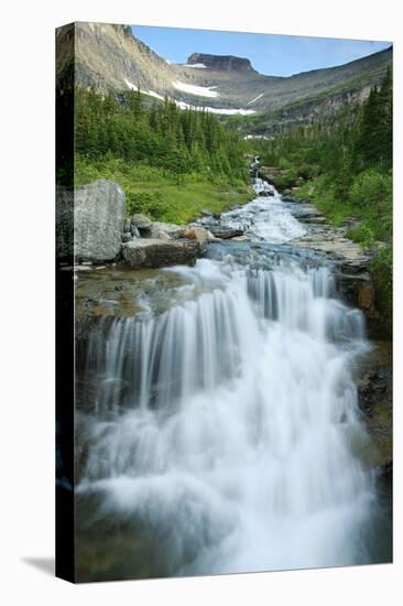 Water Rushing Down Alpine Stream, Logan Pass, Glacier National Park-Thomas Lazar-Stretched Canvas