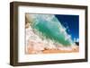 Water shot of a tubing shore break wave crashing onto a Hawaiian beach-Mark A Johnson-Framed Photographic Print