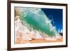 Water shot of a tubing shore break wave crashing onto a Hawaiian beach-Mark A Johnson-Framed Photographic Print