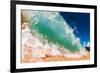 Water shot of a tubing shore break wave crashing onto a Hawaiian beach-Mark A Johnson-Framed Photographic Print