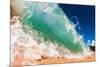 Water shot of a tubing shore break wave crashing onto a Hawaiian beach-Mark A Johnson-Mounted Photographic Print