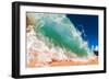 Water shot of a tubing shore break wave crashing onto a Hawaiian beach-Mark A Johnson-Framed Photographic Print