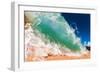 Water shot of a tubing shore break wave crashing onto a Hawaiian beach-Mark A Johnson-Framed Photographic Print