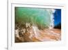 Water shot of a tubing shore break wave crashing onto a Hawaiian beach-Mark A Johnson-Framed Photographic Print