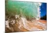 Water shot of a tubing shore break wave crashing onto a Hawaiian beach-Mark A Johnson-Mounted Photographic Print