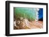 Water shot of a tubing shore break wave crashing onto a Hawaiian beach-Mark A Johnson-Framed Photographic Print