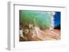 Water shot of a tubing shore break wave crashing onto a Hawaiian beach-Mark A Johnson-Framed Photographic Print