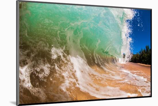 Water shot of a tubing shore break wave crashing onto a Hawaiian beach-Mark A Johnson-Mounted Photographic Print