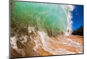 Water shot of a tubing shore break wave crashing onto a Hawaiian beach-Mark A Johnson-Mounted Photographic Print