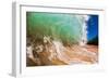 Water shot of a tubing shore break wave crashing onto a Hawaiian beach-Mark A Johnson-Framed Photographic Print