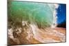 Water shot of a tubing shore break wave crashing onto a Hawaiian beach-Mark A Johnson-Mounted Photographic Print