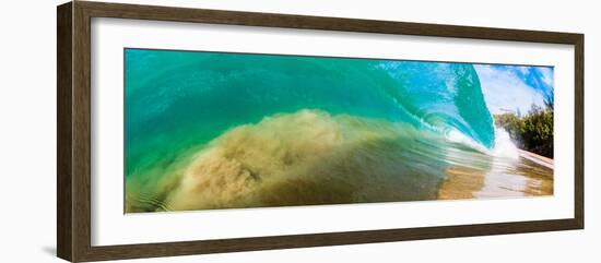 Water shot of a tubing shore break wave crashing onto a Hawaiian beach-Mark A Johnson-Framed Photographic Print