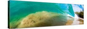 Water shot of a tubing shore break wave crashing onto a Hawaiian beach-Mark A Johnson-Stretched Canvas