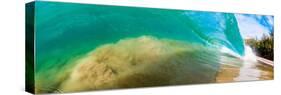 Water shot of a tubing shore break wave crashing onto a Hawaiian beach-Mark A Johnson-Stretched Canvas