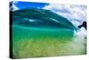 Water shot of a tubing wave off a Hawaiian beach-Mark A Johnson-Stretched Canvas