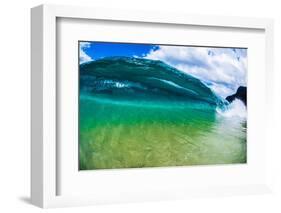 Water shot of a tubing wave off a Hawaiian beach-Mark A Johnson-Framed Photographic Print