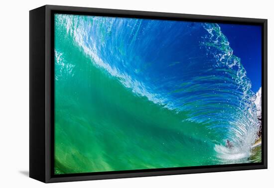 Water shot of a tubing wave off a Hawaiian beach-Mark A Johnson-Framed Stretched Canvas