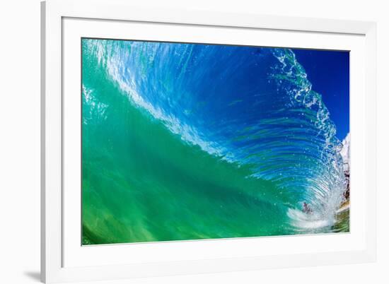 Water shot of a tubing wave off a Hawaiian beach-Mark A Johnson-Framed Photographic Print