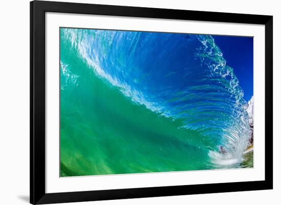 Water shot of a tubing wave off a Hawaiian beach-Mark A Johnson-Framed Photographic Print