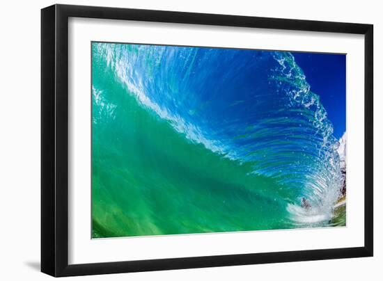 Water shot of a tubing wave off a Hawaiian beach-Mark A Johnson-Framed Photographic Print